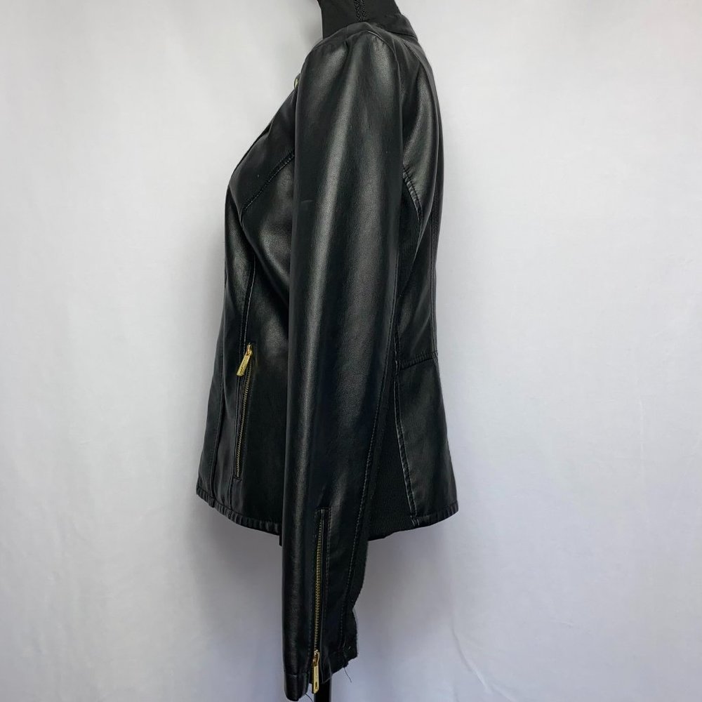 Kenneth Cole Reaction Black Faux Leather Jacket Size L - Picture 4 of 8